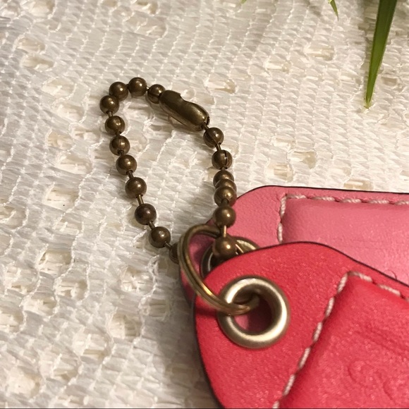 Set of 2 2.5” COACH Gold Leather Hanging Tag Keychain FOB Bag Charm - Picture 3 of 7